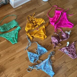 Mixed Color Bikini Lot - Green, Yellow, Pink, Blue, Leopard